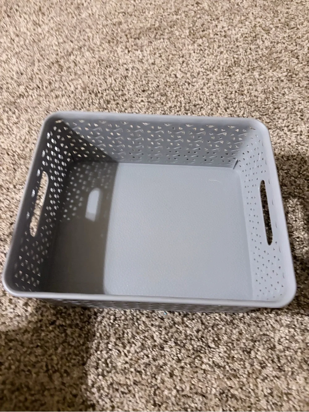 Gray Plastic Storage Basket - Stackable Home Accent
